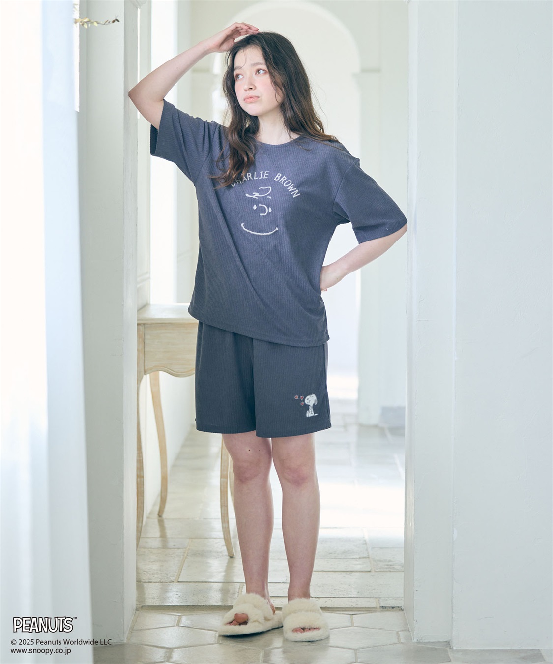 chara station 【PEANUTS/ピーナッツ】SNOOPY/スヌーピーパイルリブルームウェア半袖トップス（上下別売り）_sub_8