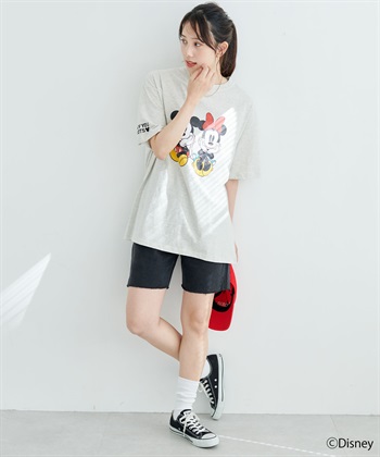 Disney/ディズニー】ミッキー＆ミニープリント半袖Tシャツ Life