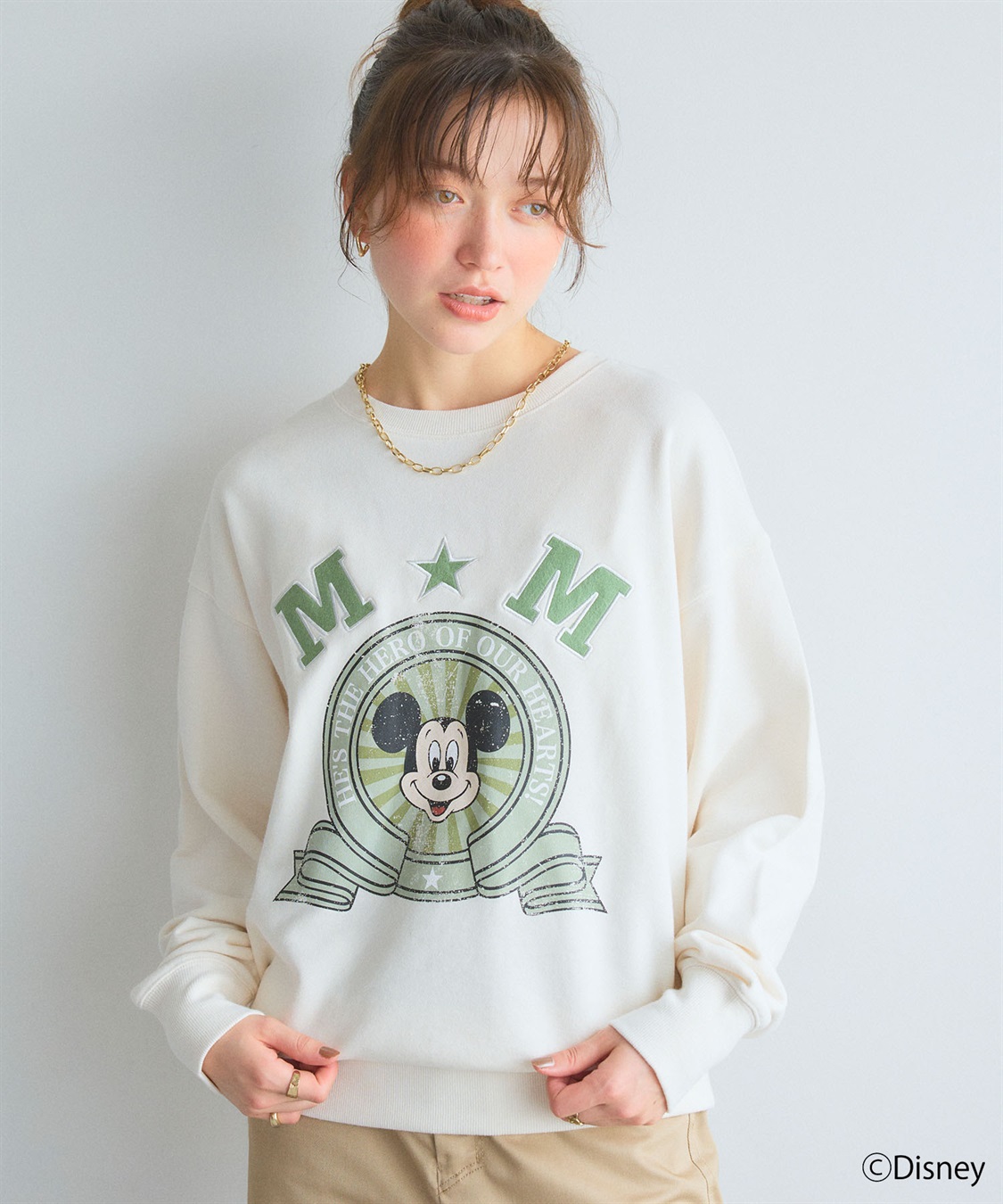 chara station 《Disney/ディズニー》ミッキーマウス刺繍ワッペンデザインスウェットトレーナー_sub_12