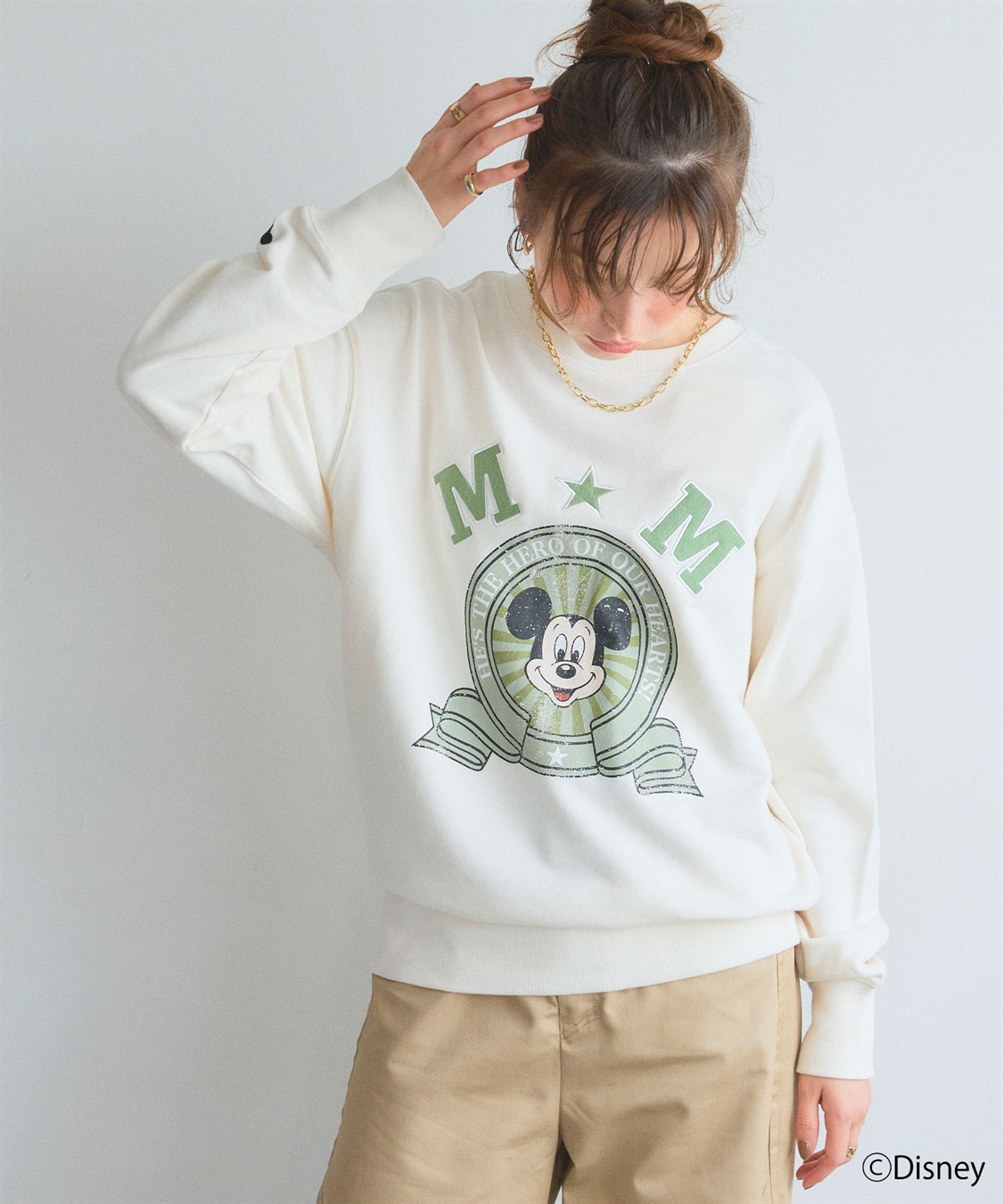 chara station 《Disney/ディズニー》ミッキーマウス刺繍ワッペンデザインスウェットトレーナー_sub_16