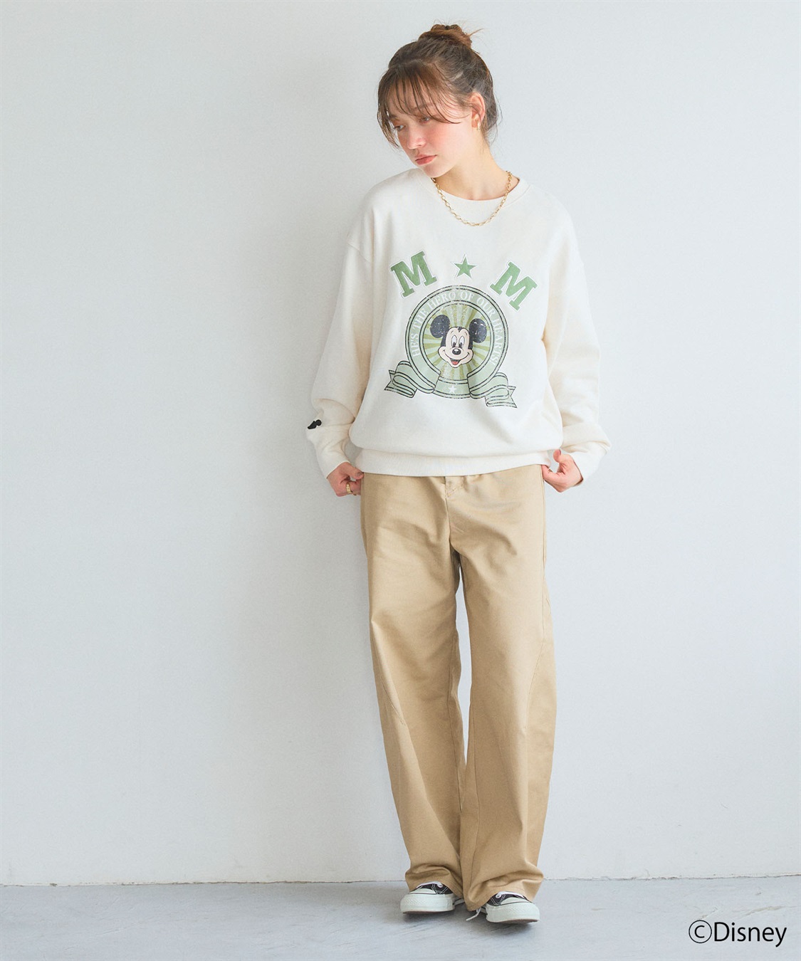 chara station 《Disney/ディズニー》ミッキーマウス刺繍ワッペンデザインスウェットトレーナー_sub_19