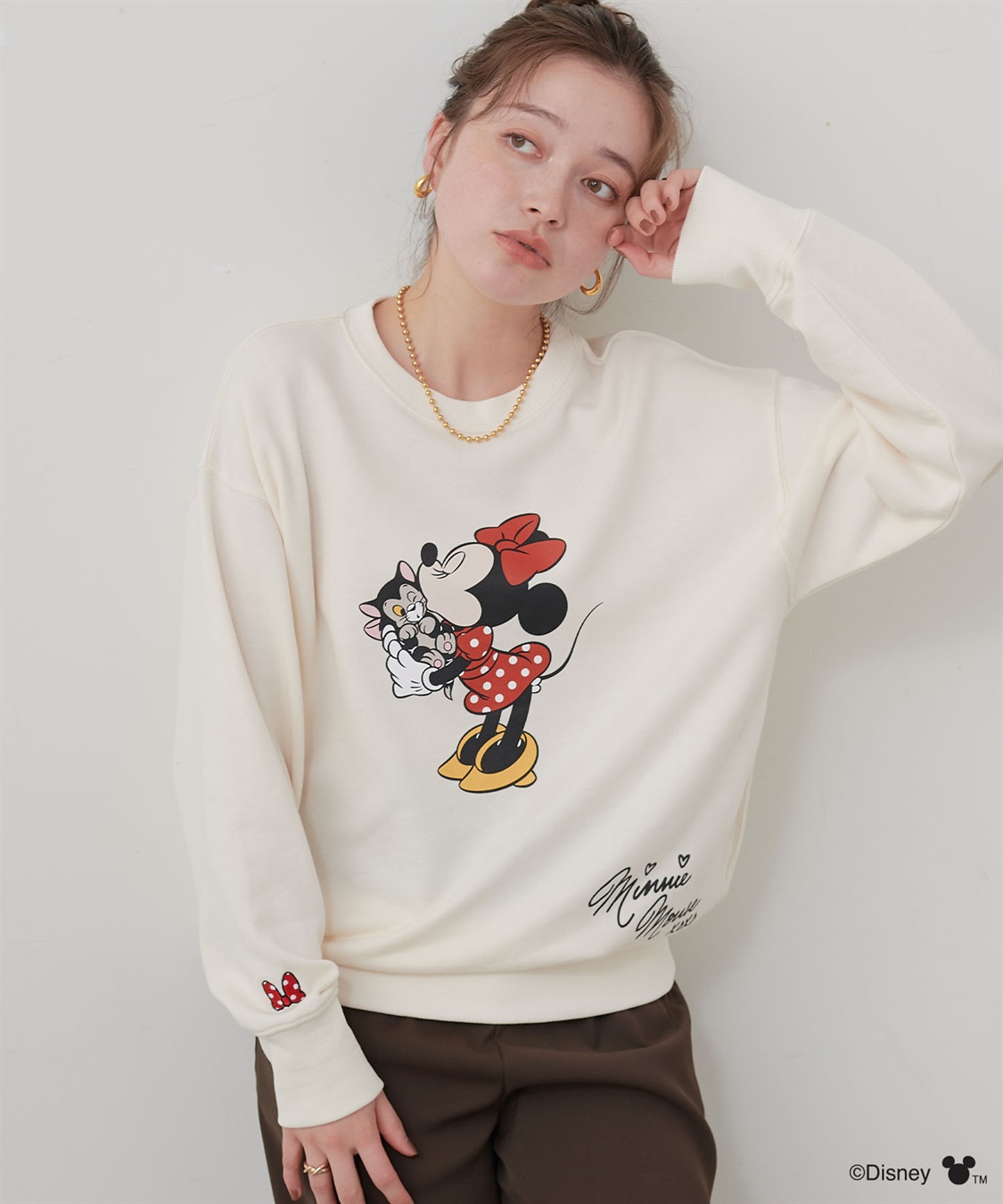 chara station 【Disney/ディズニー】Minnie Mouse/ミニーマウス裏毛ドロップショルダープリントスウェットプルオーバー_sub_23