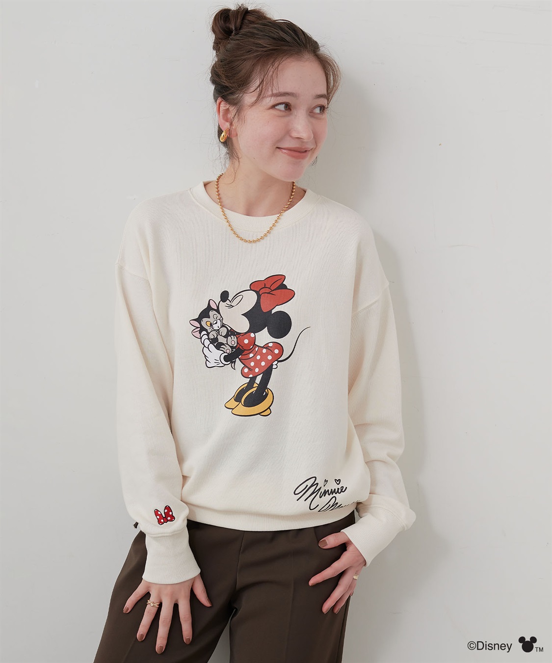 chara station 【Disney/ディズニー】Minnie Mouse/ミニーマウス裏毛ドロップショルダープリントスウェットプルオーバー_sub_24