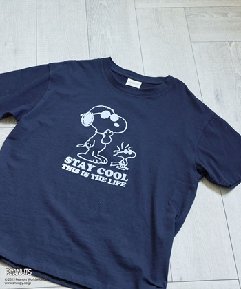 chara station 【PEANUTS/ピーナッツ】SNOOPY/スヌーピー＆ウッドストックフロッキープリントTシャツ_subthumb_1