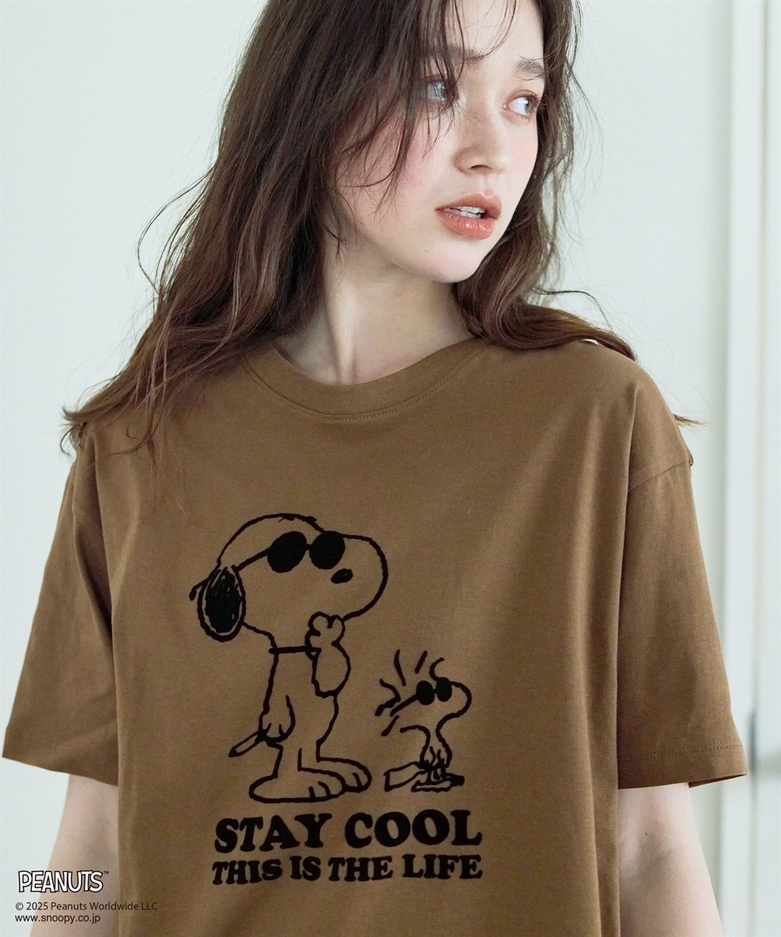 chara station 【PEANUTS/ピーナッツ】SNOOPY/スヌーピー＆ウッドストックフロッキープリントTシャツ_sub_2
