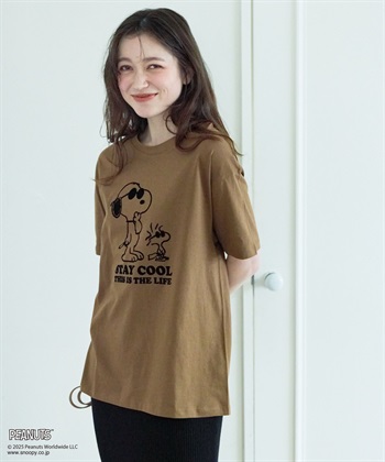 chara station 【PEANUTS/ピーナッツ】SNOOPY/スヌーピー＆ウッドストックフロッキープリントTシャツ_subthumb_4