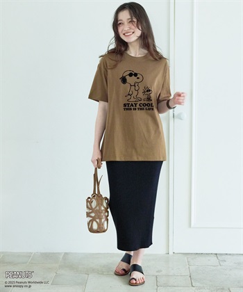 chara station 【PEANUTS/ピーナッツ】SNOOPY/スヌーピー＆ウッドストックフロッキープリントTシャツ_subthumb_6