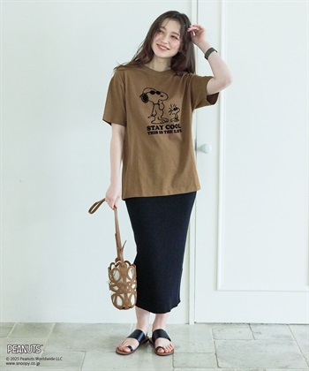 chara station 【PEANUTS/ピーナッツ】SNOOPY/スヌーピー＆ウッドストックフロッキープリントTシャツ_subthumb_7