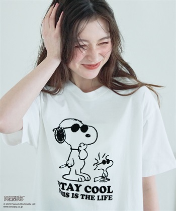 chara station 【PEANUTS/ピーナッツ】SNOOPY/スヌーピー＆ウッドストックフロッキープリントTシャツ_subthumb_9