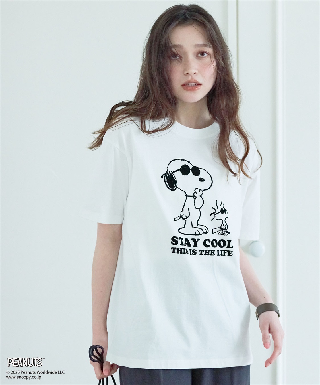 chara station 【PEANUTS/ピーナッツ】SNOOPY/スヌーピー＆ウッドストックフロッキープリントTシャツ_sub_10