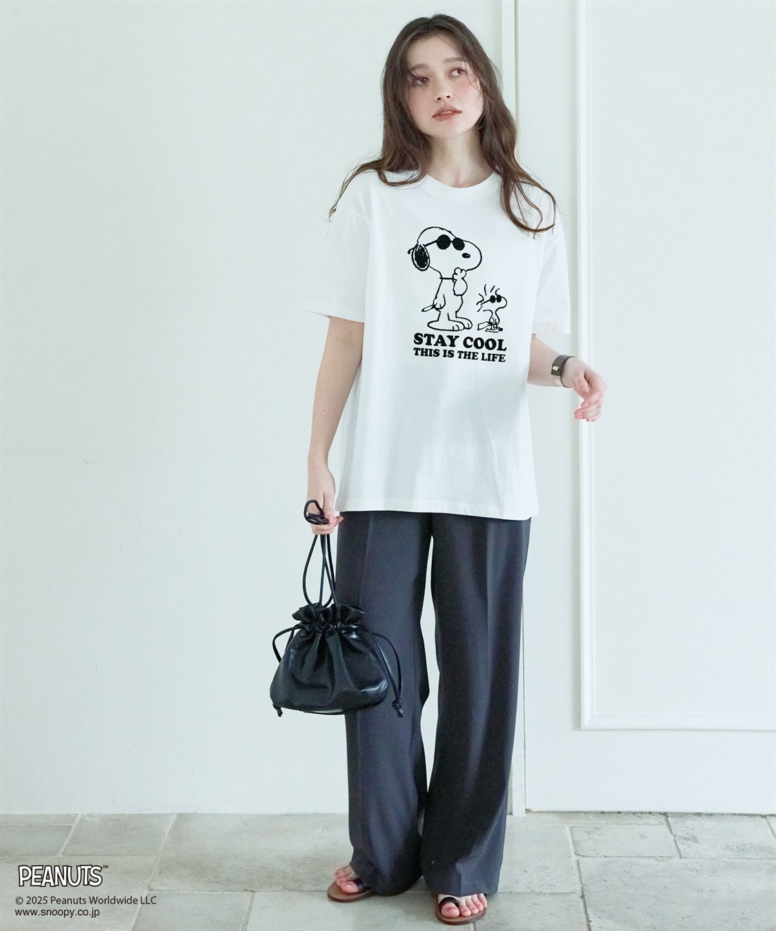 chara station 【PEANUTS/ピーナッツ】SNOOPY/スヌーピー＆ウッドストックフロッキープリントTシャツ_sub_11