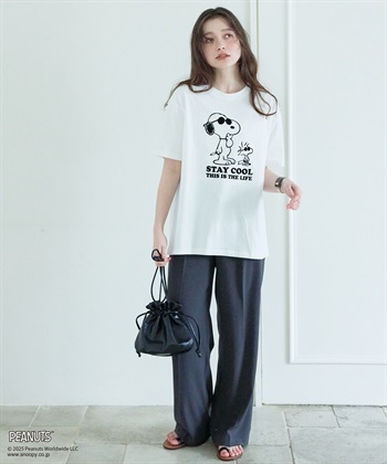 chara station 【PEANUTS/ピーナッツ】SNOOPY/スヌーピー＆ウッドストックフロッキープリントTシャツ_subthumb_11