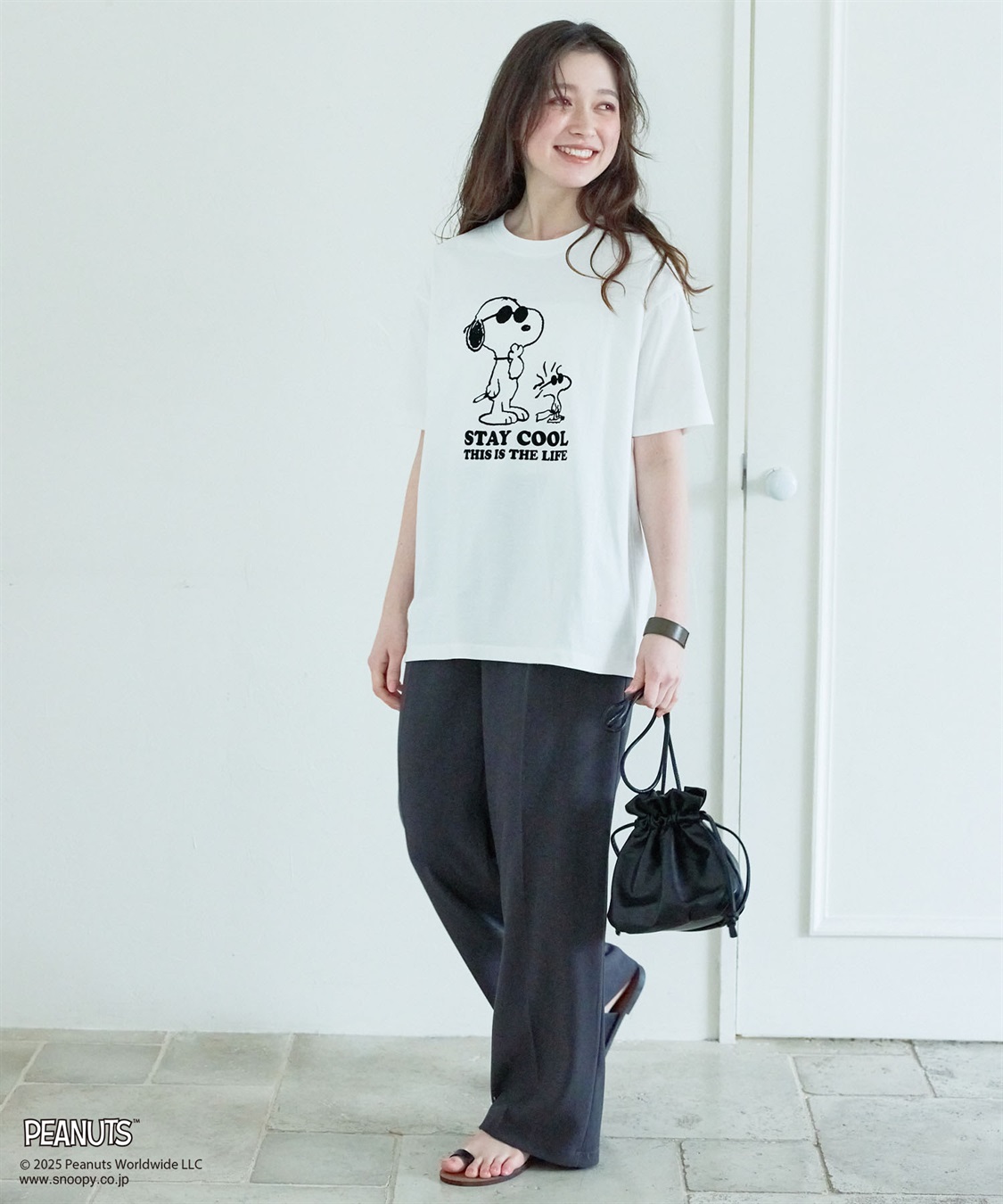 chara station 【PEANUTS/ピーナッツ】SNOOPY/スヌーピー＆ウッドストックフロッキープリントTシャツ_sub_12