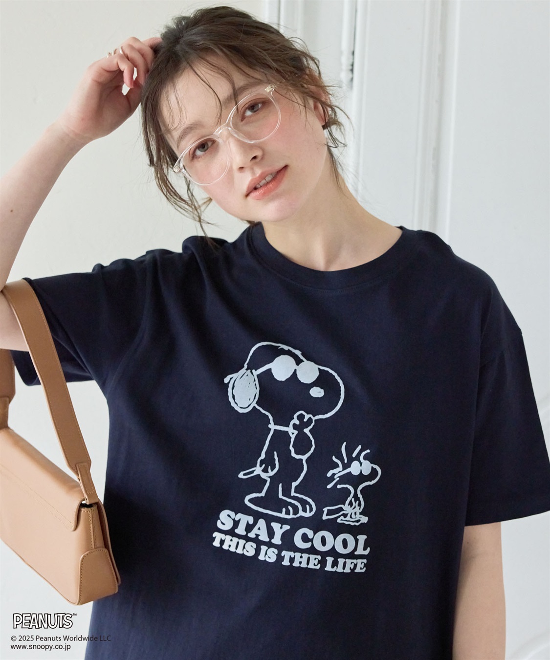 chara station 【PEANUTS/ピーナッツ】SNOOPY/スヌーピー＆ウッドストックフロッキープリントTシャツ_sub_13
