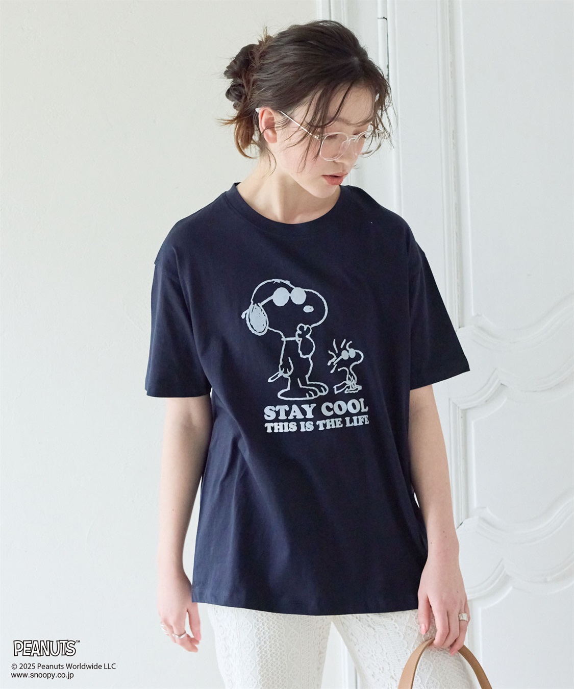 chara station 【PEANUTS/ピーナッツ】SNOOPY/スヌーピー＆ウッドストックフロッキープリントTシャツ_sub_14