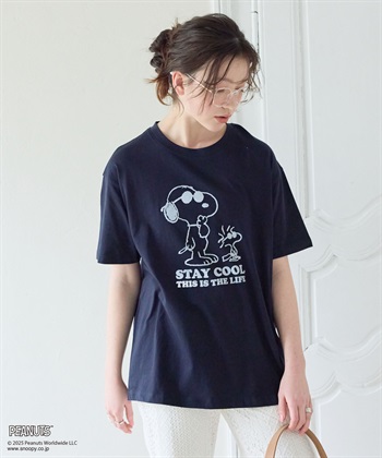 chara station 【PEANUTS/ピーナッツ】SNOOPY/スヌーピー＆ウッドストックフロッキープリントTシャツ_subthumb_14