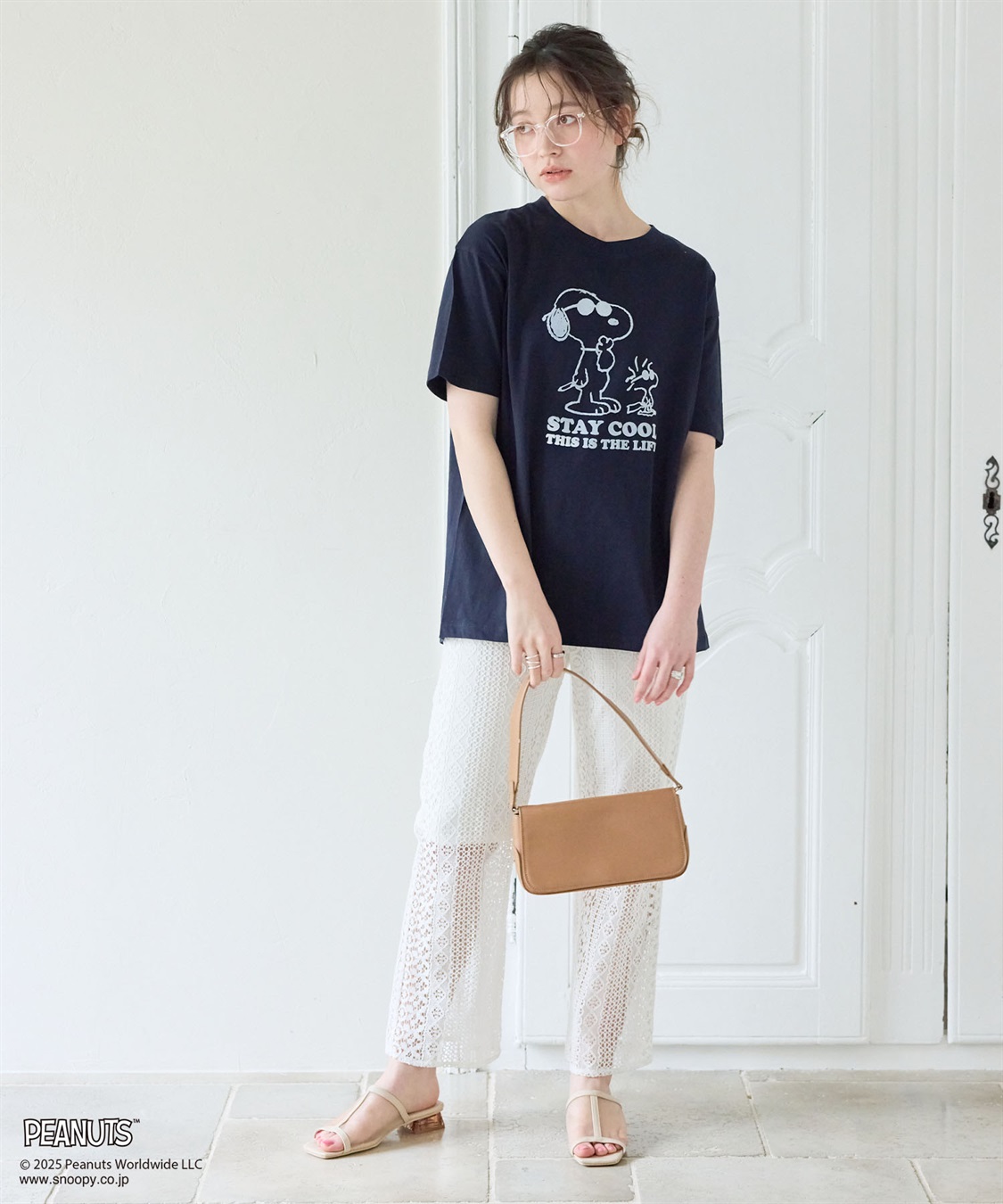 chara station 【PEANUTS/ピーナッツ】SNOOPY/スヌーピー＆ウッドストックフロッキープリントTシャツ_sub_17