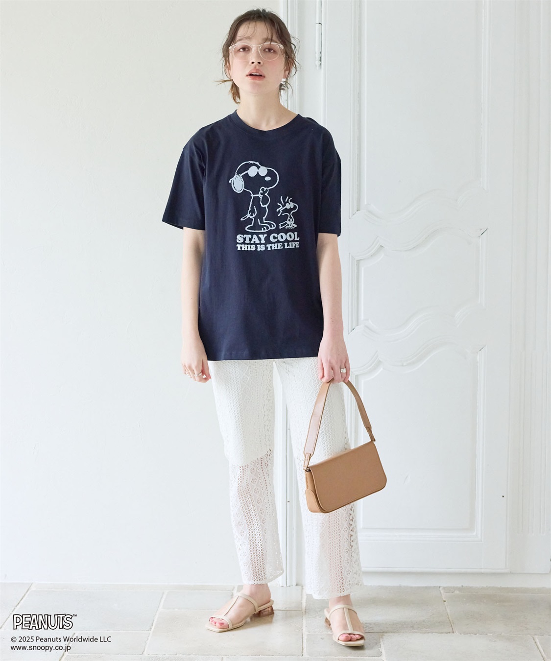 chara station 【PEANUTS/ピーナッツ】SNOOPY/スヌーピー＆ウッドストックフロッキープリントTシャツ_sub_18