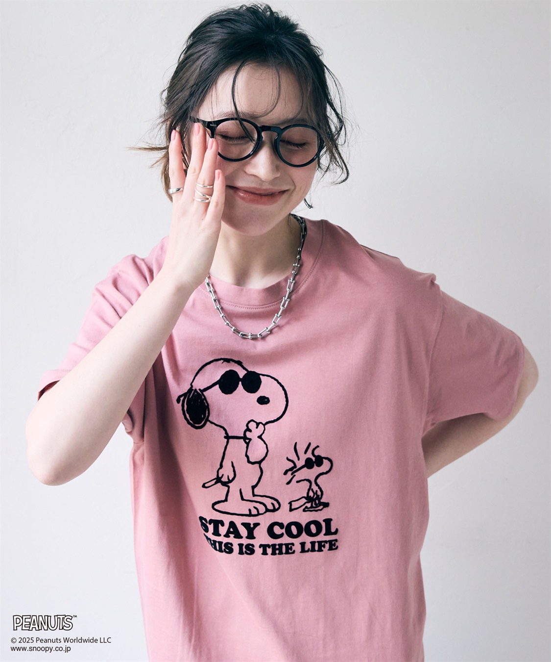 chara station 【PEANUTS/ピーナッツ】SNOOPY/スヌーピー＆ウッドストックフロッキープリントTシャツ_sub_19