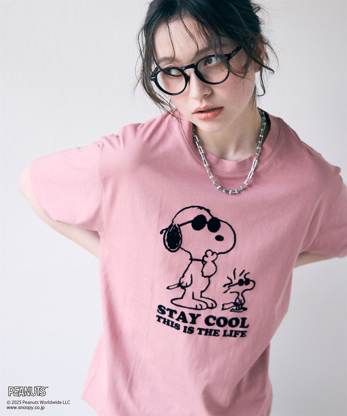 chara station 【PEANUTS/ピーナッツ】SNOOPY/スヌーピー＆ウッドストックフロッキープリントTシャツ_sub_20