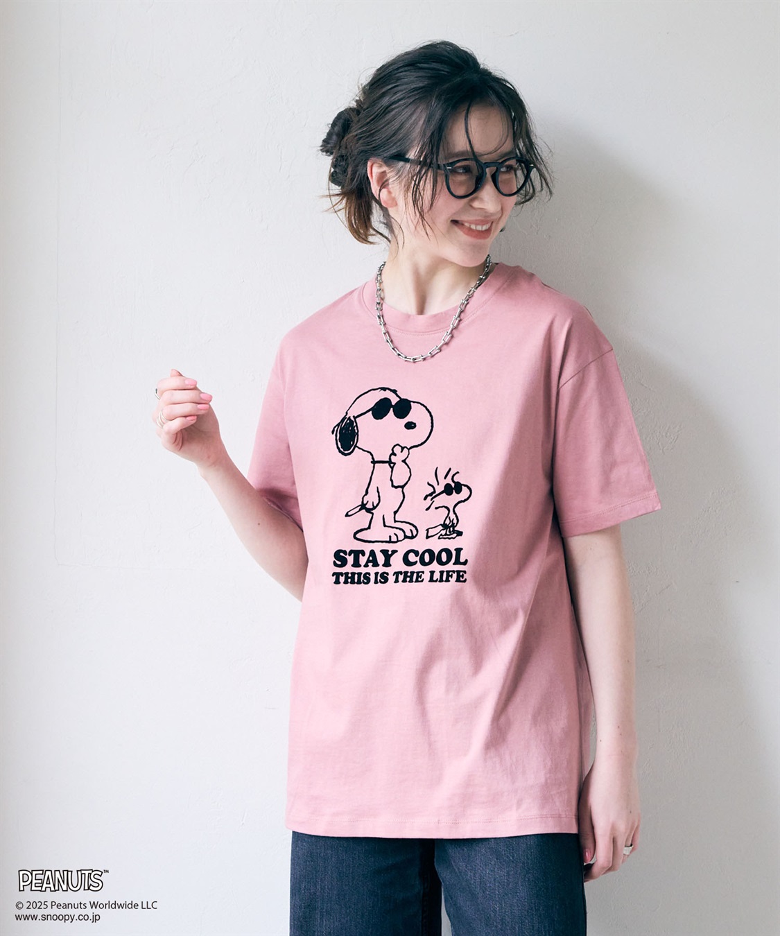 chara station 【PEANUTS/ピーナッツ】SNOOPY/スヌーピー＆ウッドストックフロッキープリントTシャツ_sub_21