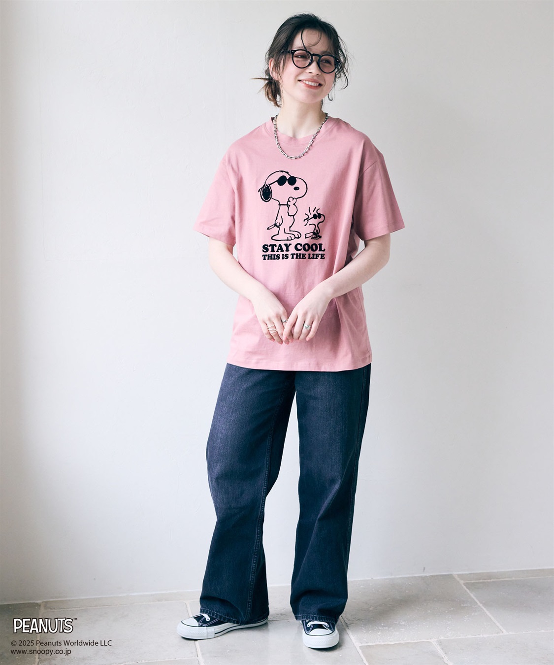 chara station 【PEANUTS/ピーナッツ】SNOOPY/スヌーピー＆ウッドストックフロッキープリントTシャツ_sub_22