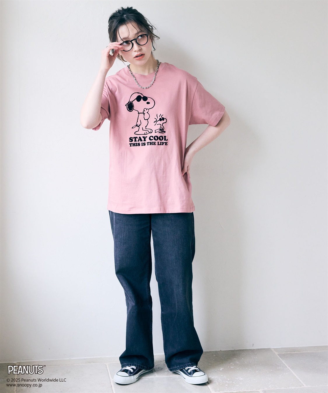 chara station 【PEANUTS/ピーナッツ】SNOOPY/スヌーピー＆ウッドストックフロッキープリントTシャツ_sub_23