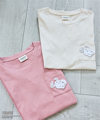 chara station 【PEANUTS/ピーナッツ】SNOOPY/スヌーピー胸ポケットサガラ刺繍半袖Tシャツ_subthumb_1