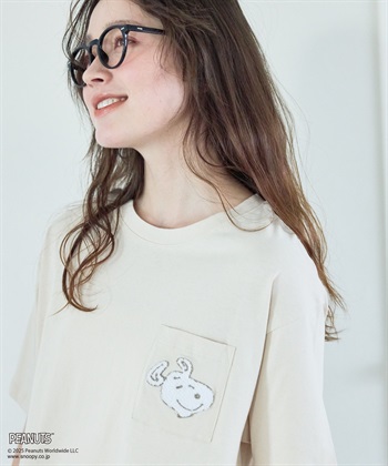 chara station 【PEANUTS/ピーナッツ】SNOOPY/スヌーピー胸ポケットサガラ刺繍半袖Tシャツ_subthumb_2