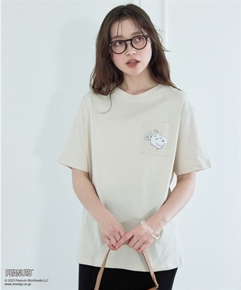 chara station 【PEANUTS/ピーナッツ】SNOOPY/スヌーピー胸ポケットサガラ刺繍半袖Tシャツ_subthumb_3