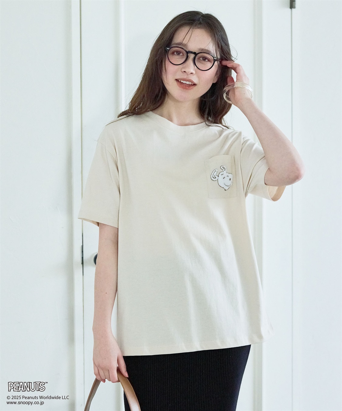 chara station 【PEANUTS/ピーナッツ】SNOOPY/スヌーピー胸ポケットサガラ刺繍半袖Tシャツ_sub_4