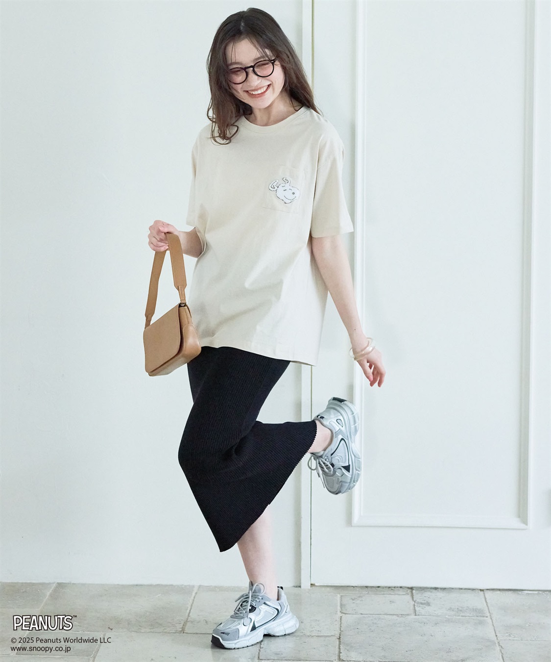 chara station 【PEANUTS/ピーナッツ】SNOOPY/スヌーピー胸ポケットサガラ刺繍半袖Tシャツ_sub_6