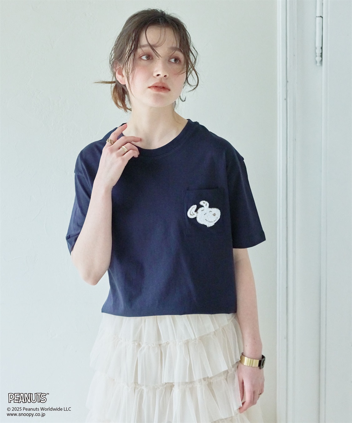 chara station 【PEANUTS/ピーナッツ】SNOOPY/スヌーピー胸ポケットサガラ刺繍半袖Tシャツ_sub_9