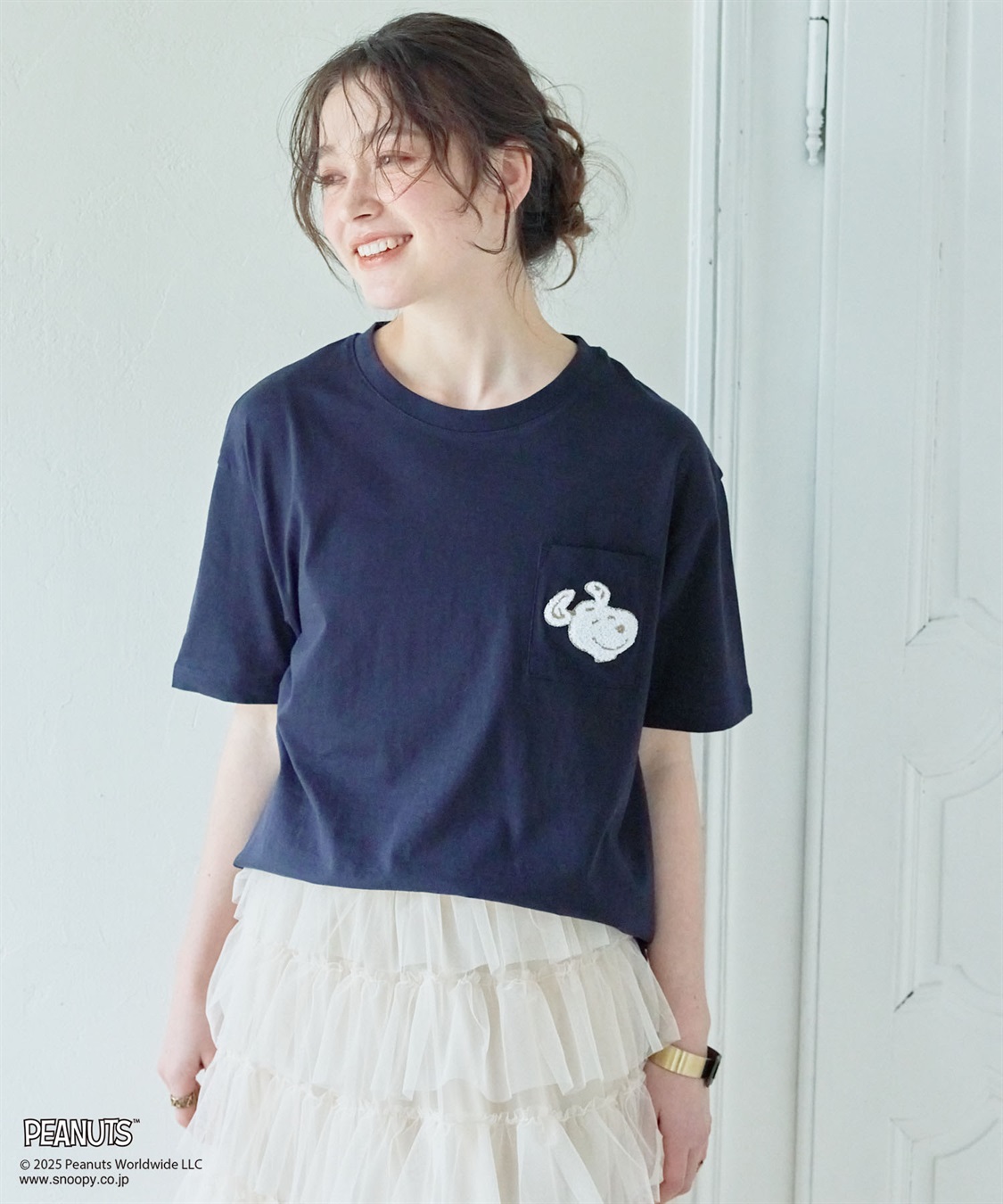 chara station 【PEANUTS/ピーナッツ】SNOOPY/スヌーピー胸ポケットサガラ刺繍半袖Tシャツ_sub_12