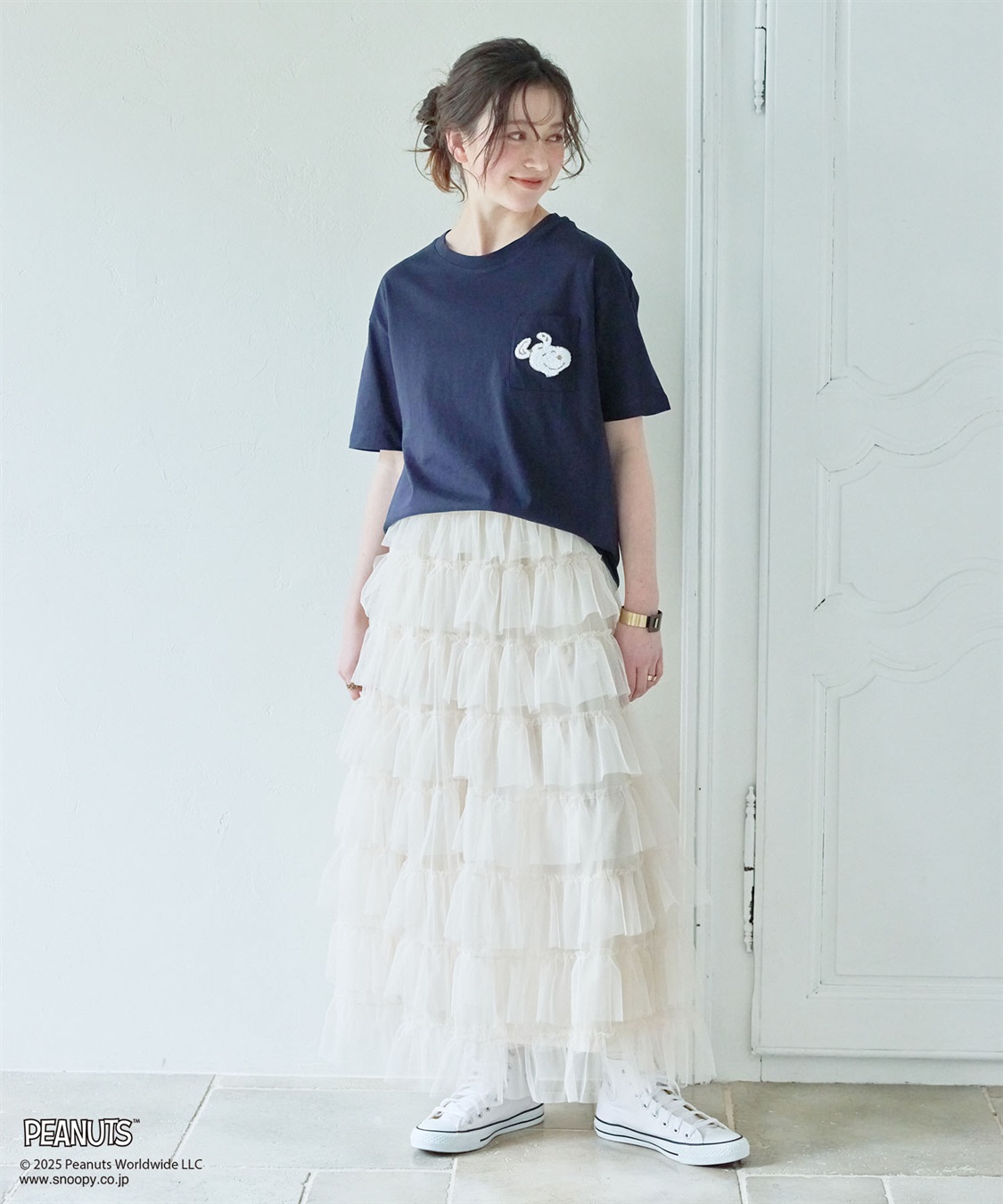 chara station 【PEANUTS/ピーナッツ】SNOOPY/スヌーピー胸ポケットサガラ刺繍半袖Tシャツ_sub_13