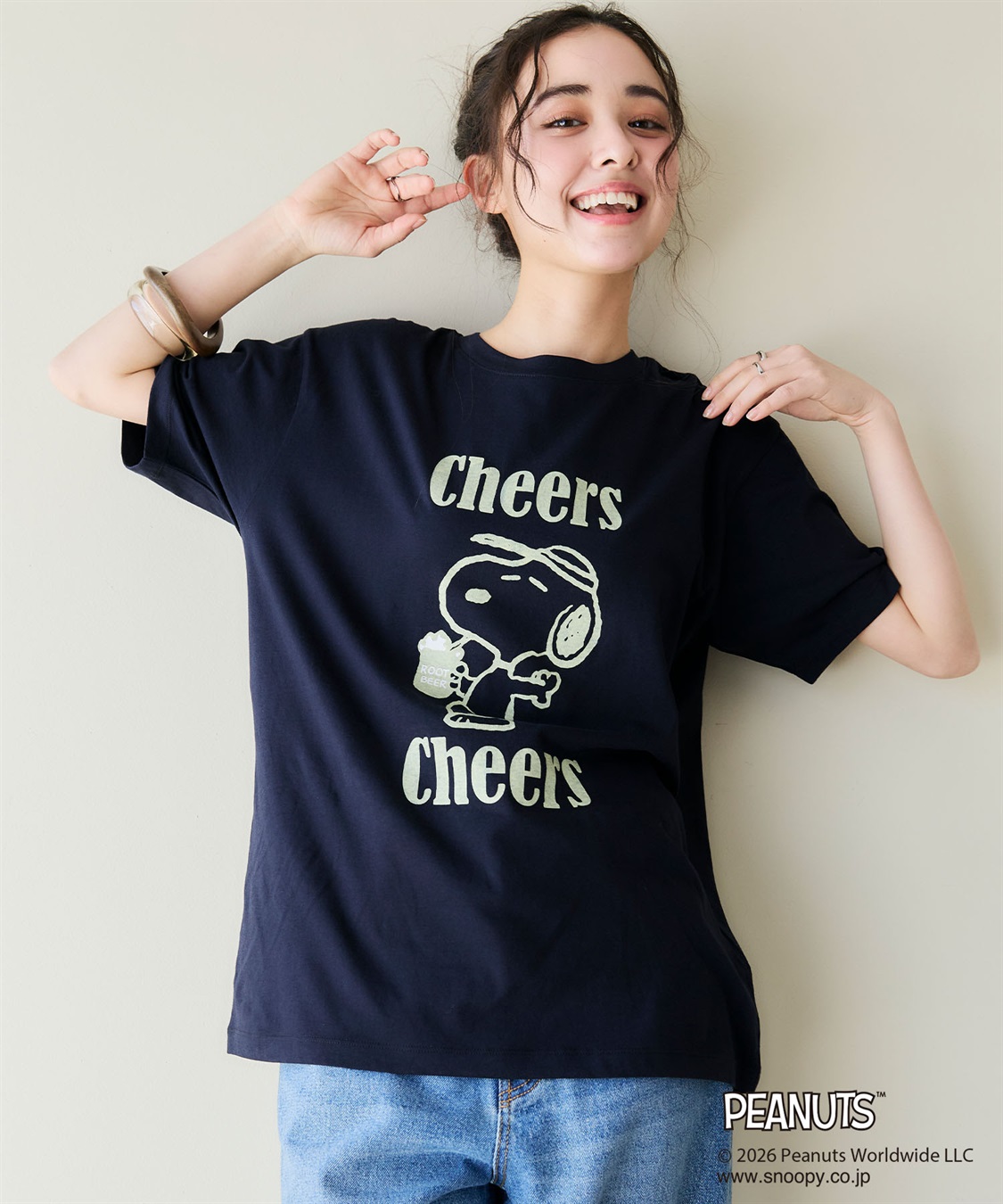 chara station 【PEANUTS/ピーナッツ】SNOOPY/スヌーピー『Cheers』プリント半袖Tシャツ_sub_8