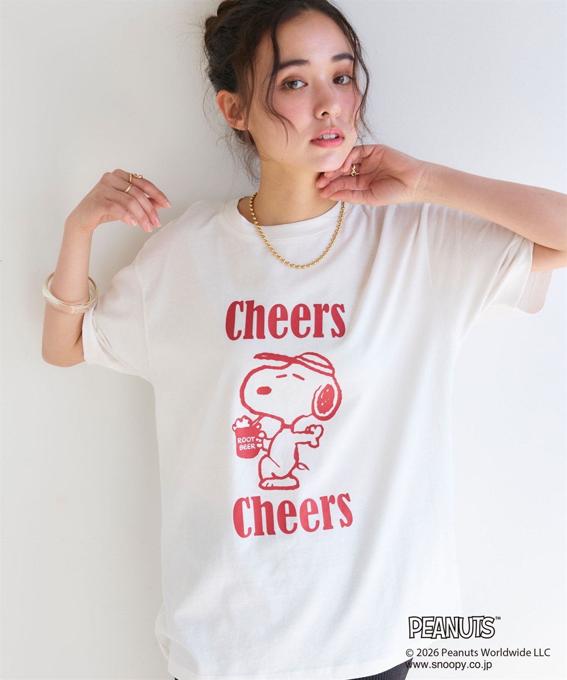 chara station 【PEANUTS/ピーナッツ】SNOOPY/スヌーピー『Cheers』プリント半袖Tシャツ_sub_13