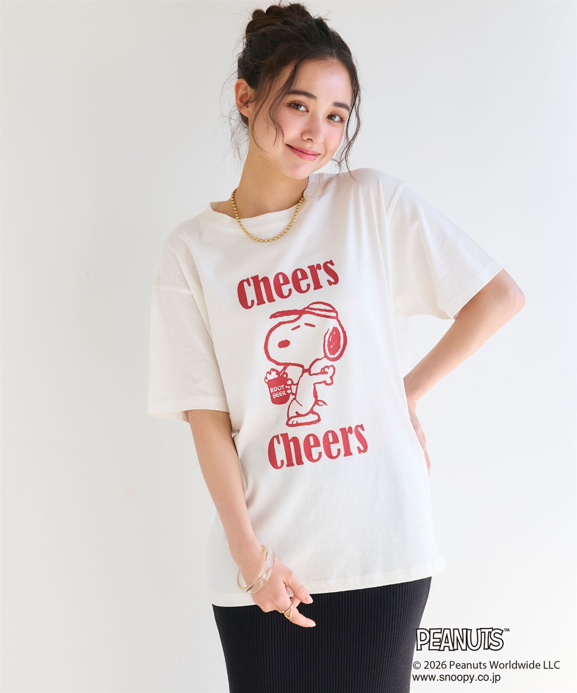 chara station 【PEANUTS/ピーナッツ】SNOOPY/スヌーピー『Cheers』プリント半袖Tシャツ_sub_15