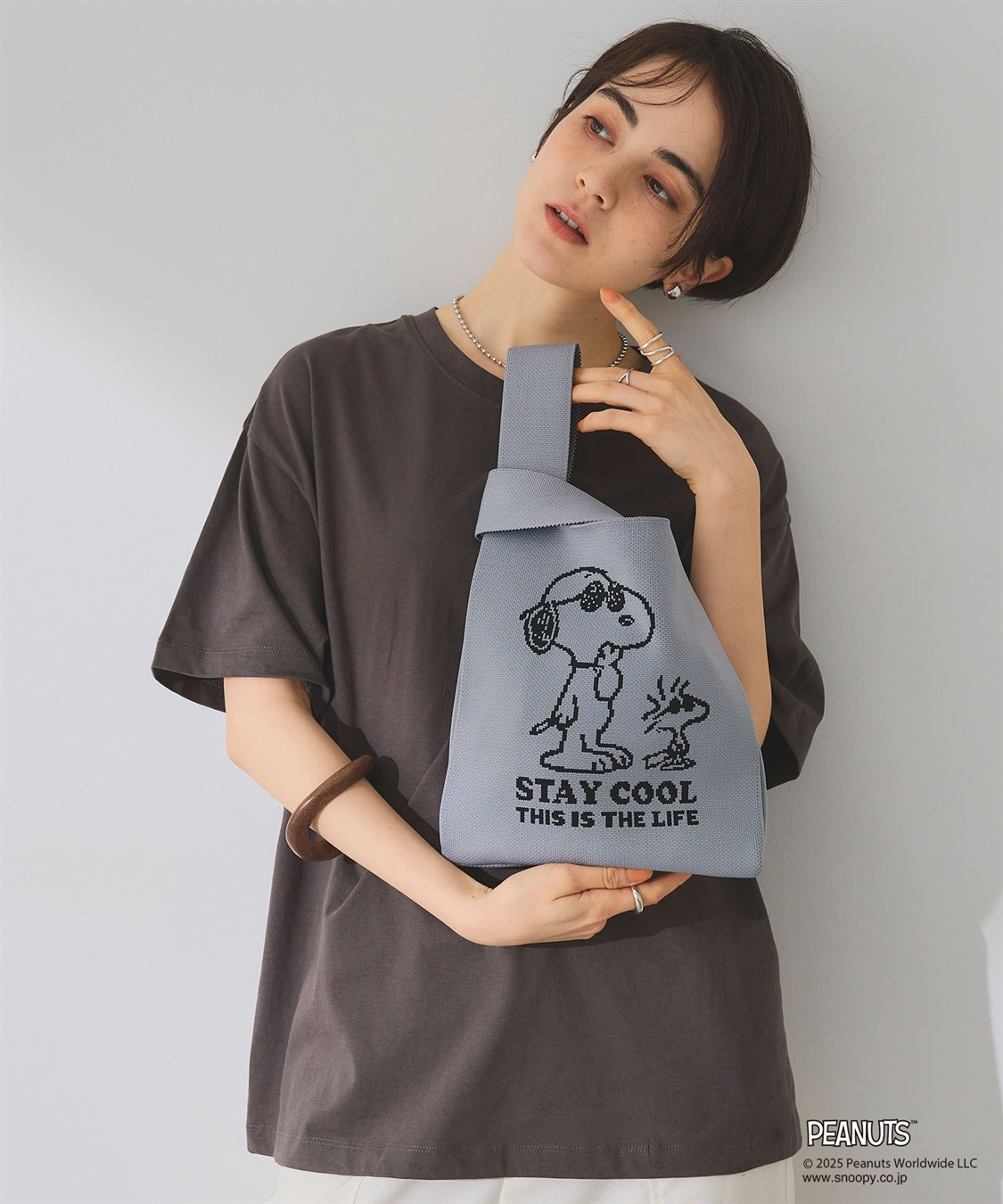 chara station 【PEANUTS/ピーナッツ】スヌーピー&ウッドストック　マルシェニットトートバッグ_sub_3