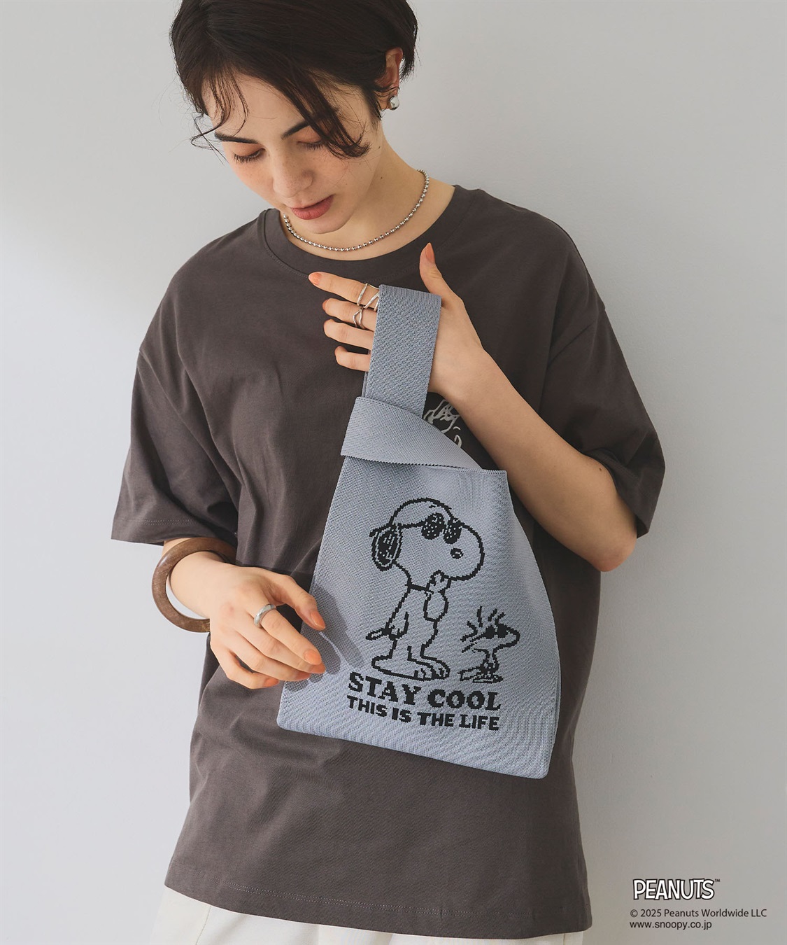 chara station 【PEANUTS/ピーナッツ】スヌーピー&ウッドストック　マルシェニットトートバッグ_sub_4