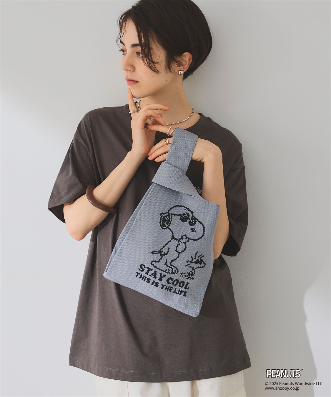 chara station 【PEANUTS/ピーナッツ】スヌーピー&ウッドストック　マルシェニットトートバッグ_sub_5