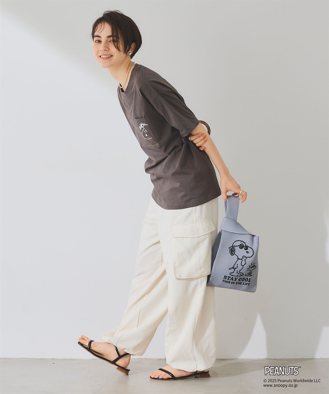 chara station 【PEANUTS/ピーナッツ】スヌーピー&ウッドストック　マルシェニットトートバッグ_sub_6