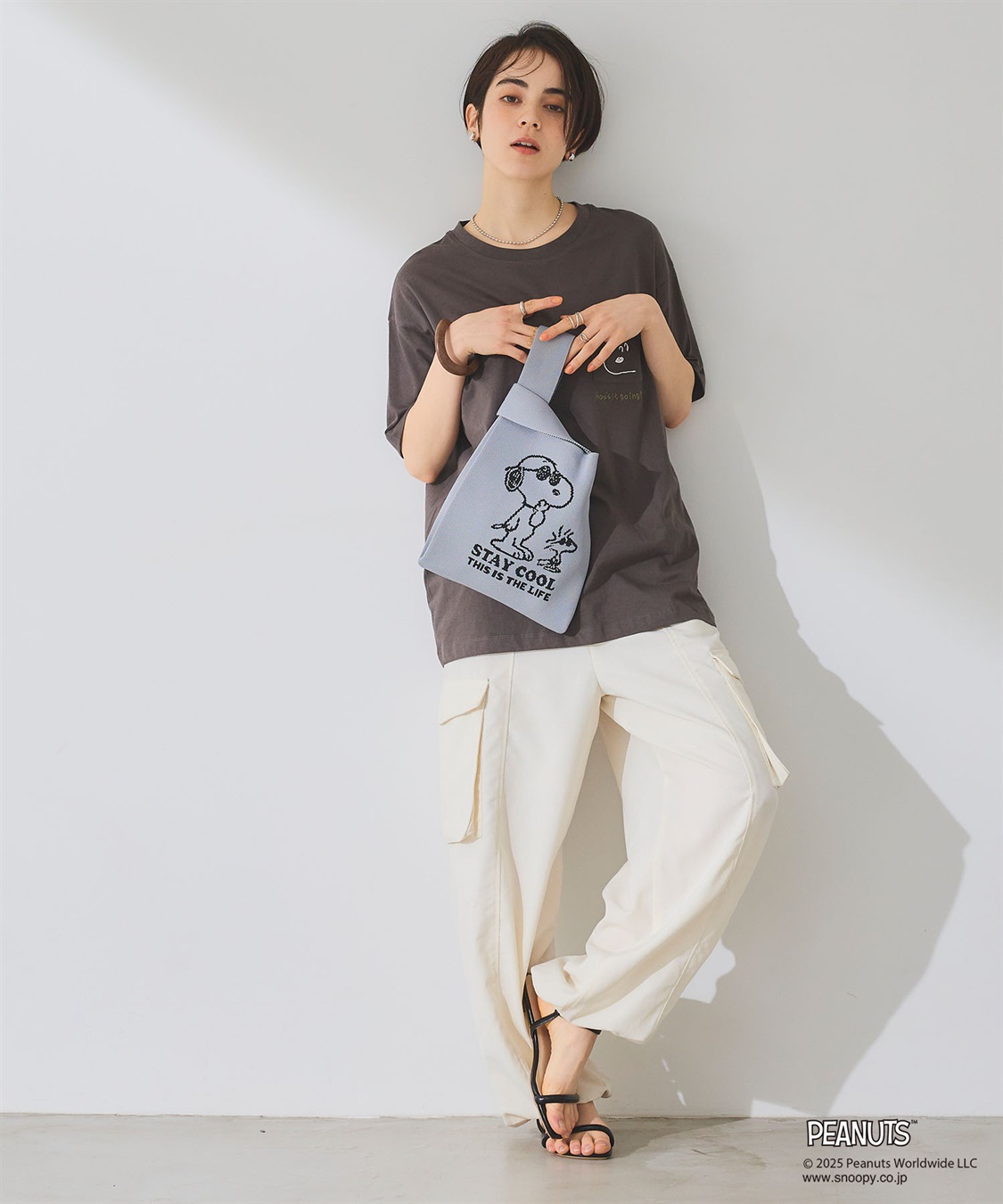 chara station 【PEANUTS/ピーナッツ】スヌーピー&ウッドストック　マルシェニットトートバッグ_sub_7