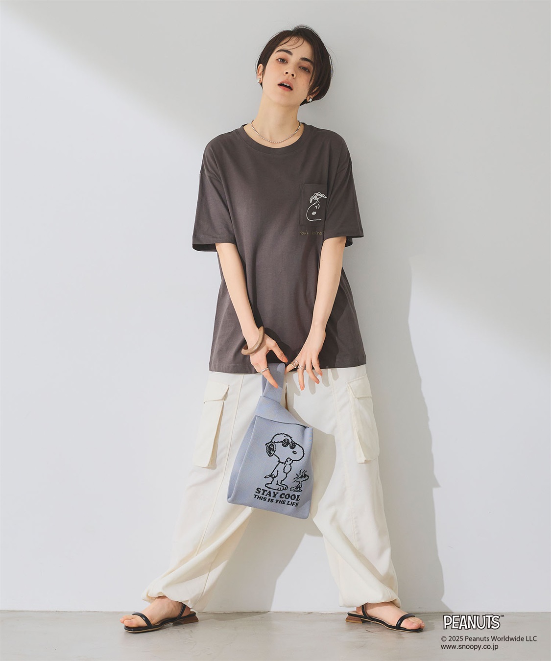 chara station 【PEANUTS/ピーナッツ】スヌーピー&ウッドストック　マルシェニットトートバッグ_sub_8