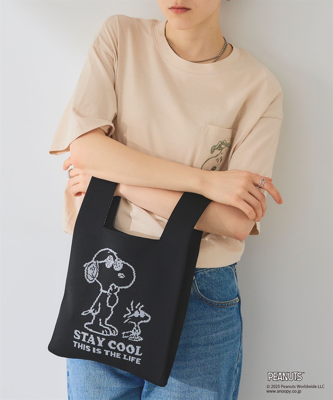 chara station 【PEANUTS/ピーナッツ】スヌーピー&ウッドストック　マルシェニットトートバッグ_sub_12