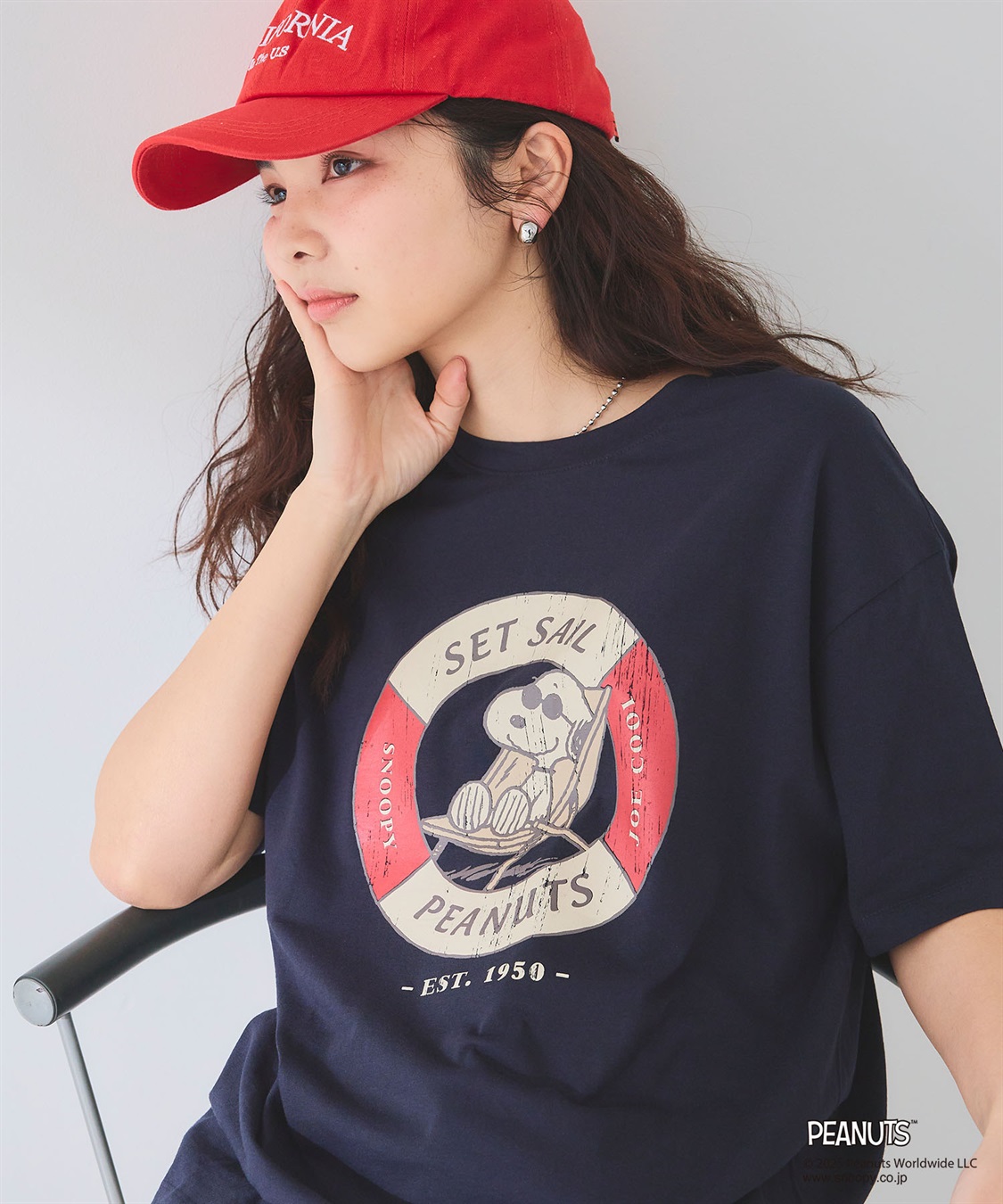 chara station 【PEANUTS/ピーナッツ】SNOOPY/スヌーピー浮き輪プリント半袖Tシャツ_sub_1
