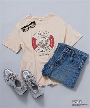 Life Style by cross marche 【PEANUTS/ピーナッツ】SNOOPY/スヌーピー浮き輪プリント半袖Tシャツ_subthumb_2