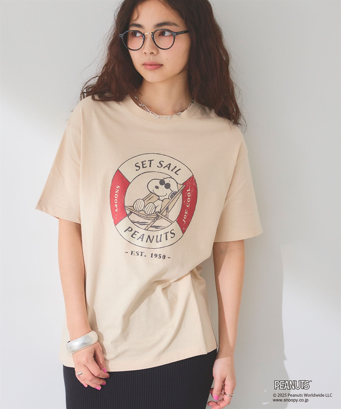 chara station 【PEANUTS/ピーナッツ】SNOOPY/スヌーピー浮き輪プリント半袖Tシャツ_sub_13