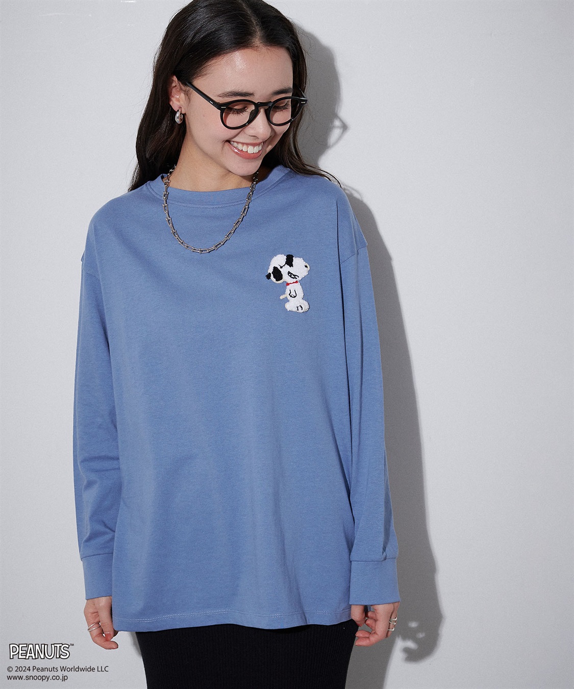 chara station 【PEANUTS/ピーナッツ】スヌーピー/SNOOPY サガラ刺繍ロンT_sub_1