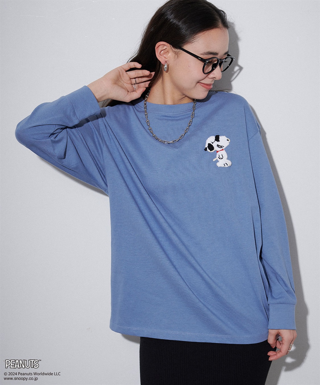 chara station 【PEANUTS/ピーナッツ】スヌーピー/SNOOPY サガラ刺繍ロンT_sub_2